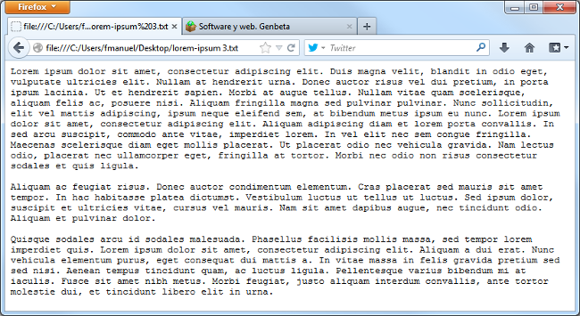 Firefox 22, ajuste de texto plano