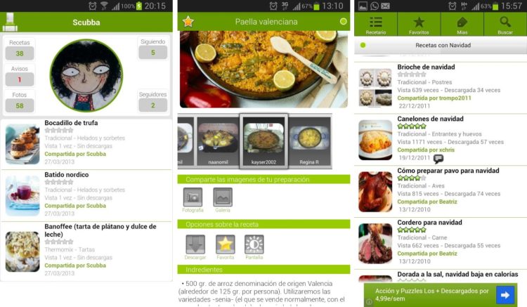 Recetario es una de las apps para cocinar que permite buscar recetas para los ingredientes que tenemos en casa.