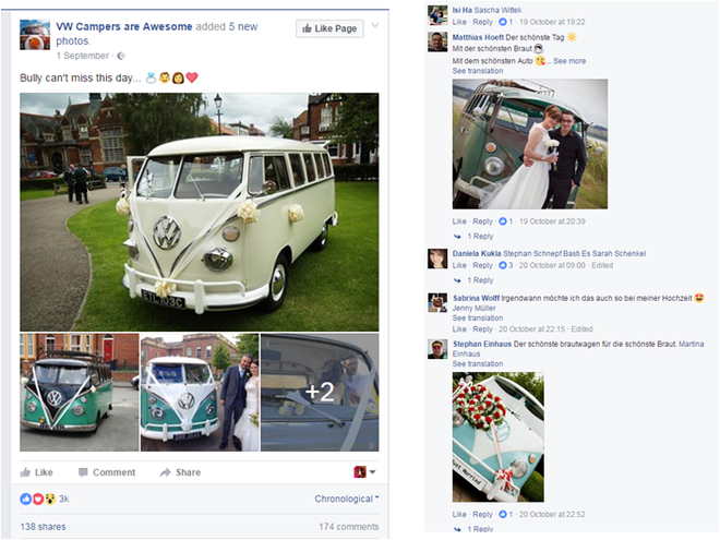 Publicación de VW Campers que logró un nivel muy alto de interacciones